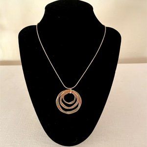 22 inch Goldtone Necklace with pendant Trio of Irregular and Textured Rings New